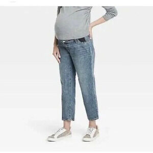 Isabel Maternity Vintage Straight Crop Jeans size 8 with Side Panels
